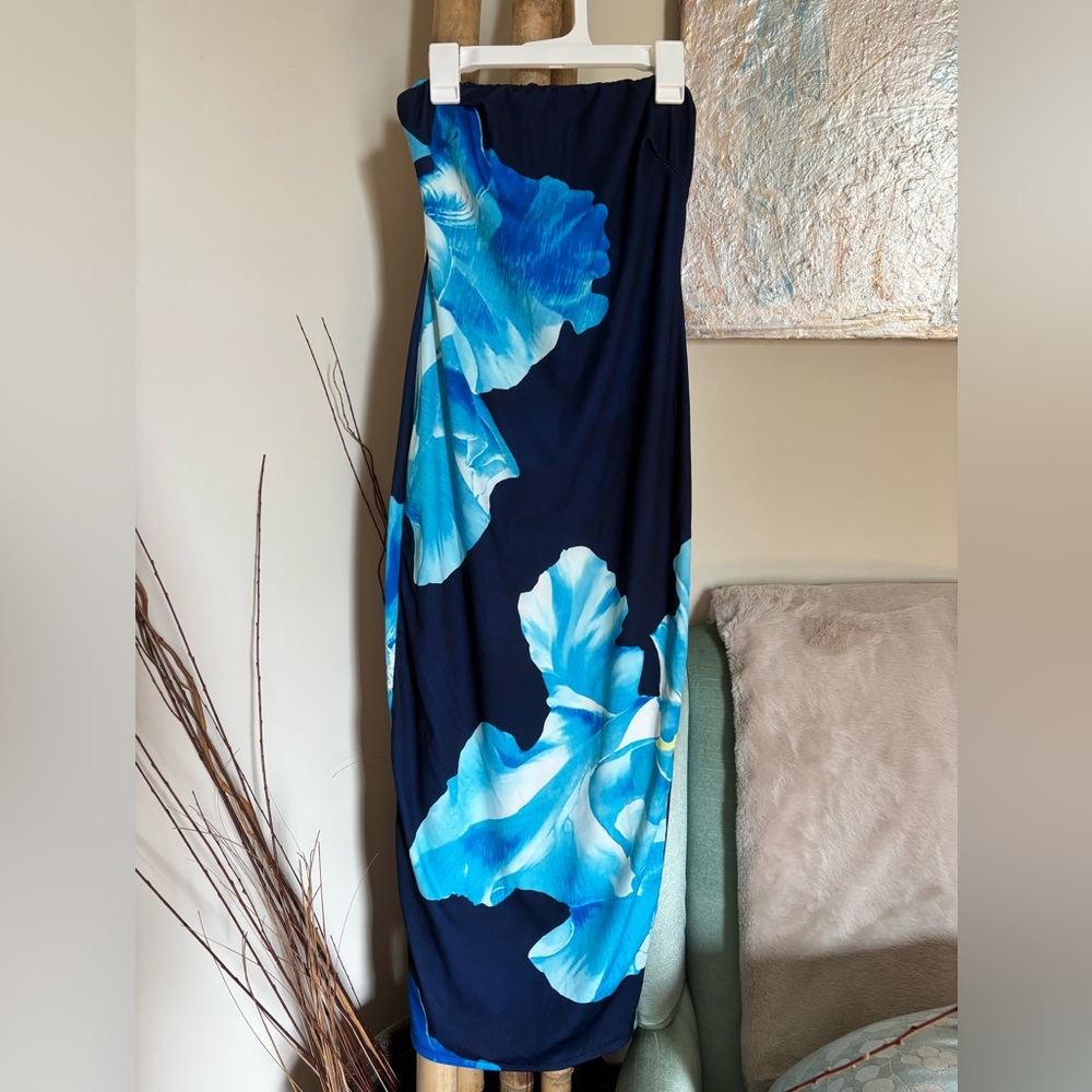 Floral Blue and Navy Maxi Dress